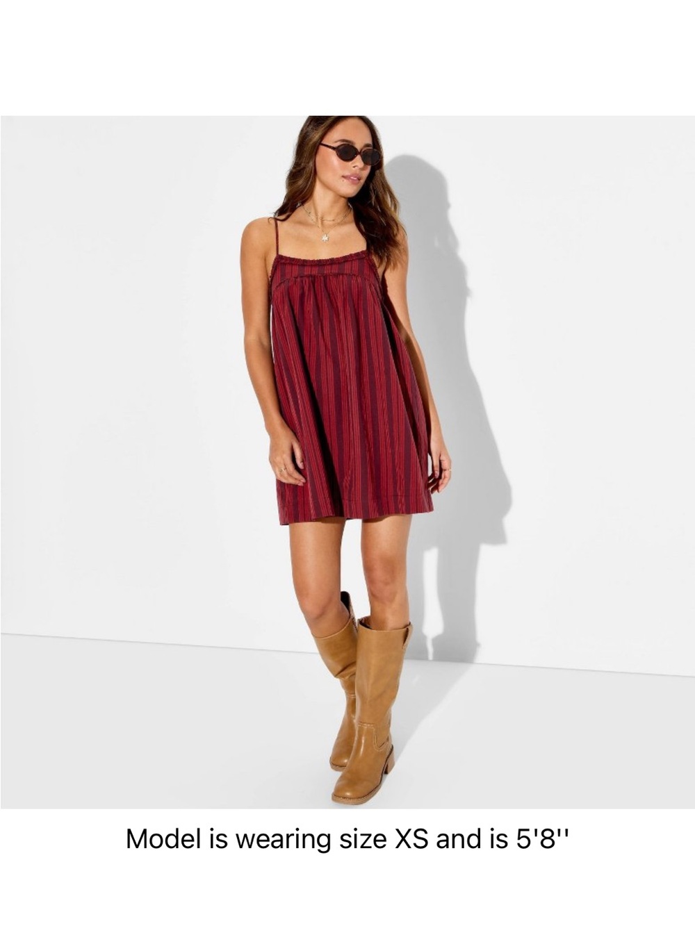 Red Striped Spaghetti‑Strap Mini Dress